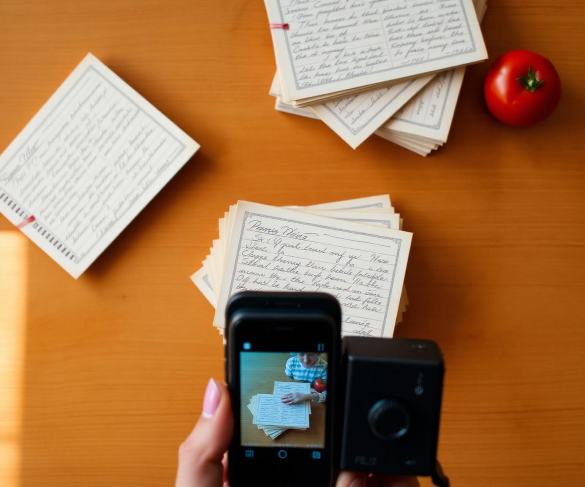 Phone photographing recipe cards